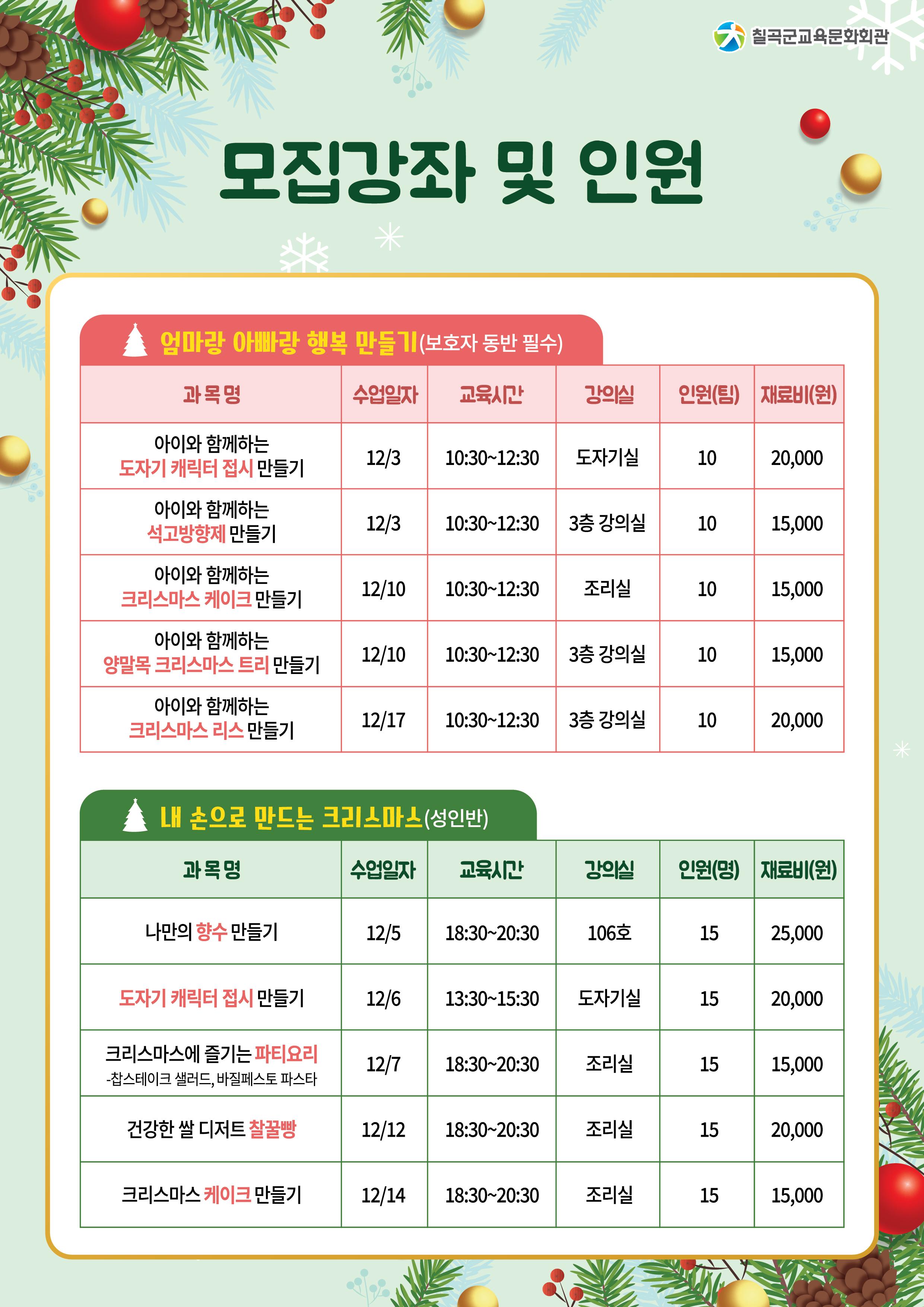 2022년 크리스마스 특강 수강생 모집 홍보지